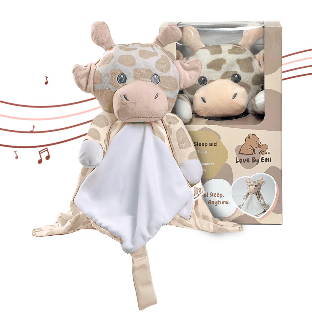 Love By Emi Baby Music Lovey Beige & White Giraffe, Baby Sleep Soother for Crib & Cuddle Bedtime