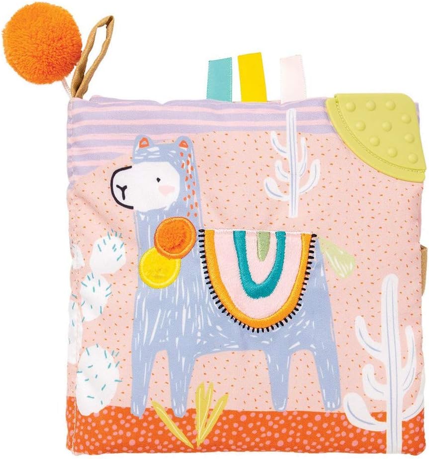 Manhattan Toy Llama Themed Soft Baby Activity Book with Squeaker, Crinkle Paper and Baby-safe