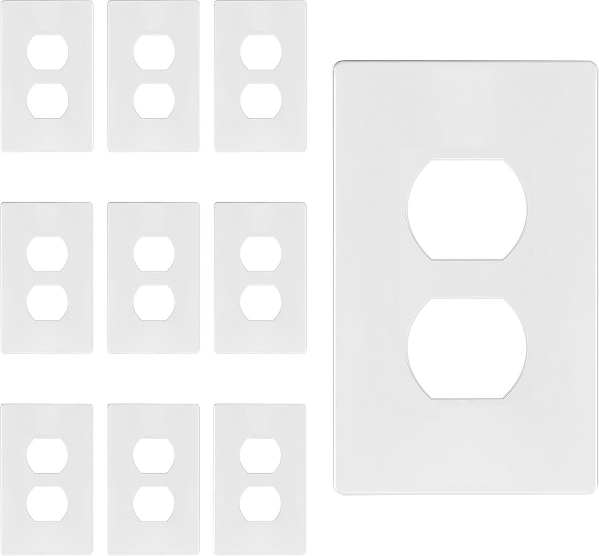 TG Screwless Duplex Wall Plate Covers, Child Safe Receptacle Outlet Covers, Size 1-Gang 4.68"x