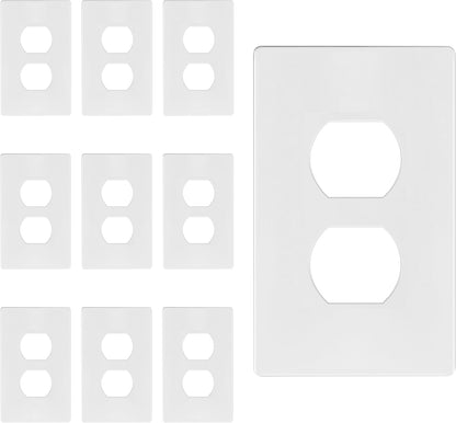 TG Screwless Duplex Wall Plate Covers, Child Safe Receptacle Outlet Covers, Size 1-Gang 4.68"x