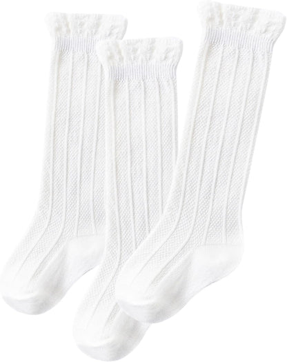 Zando Baby Knee High Socks - Infant to Toddler, Cotton Ruffle Socks, Warm Girls & Boys Long