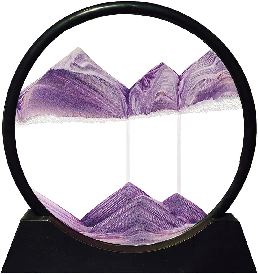 Aoderun Moving Sand Art Picture Round Glass 3D Deep Sea Sandscape in Motion Display Flowing Sand