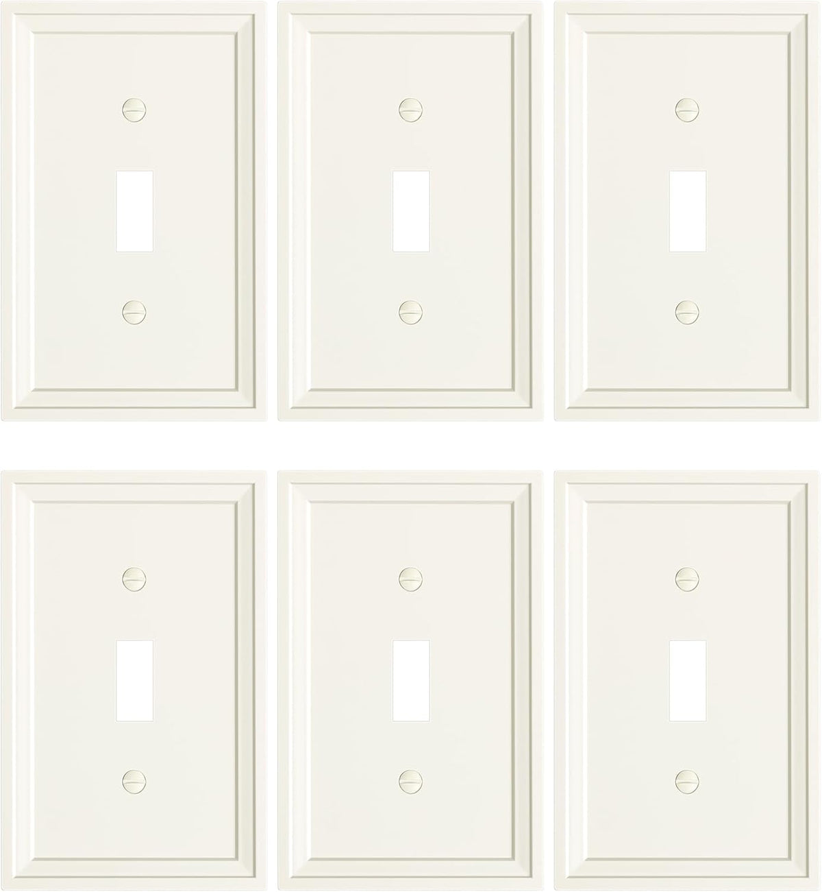 6-Pack Single Toggle Light Switch Covers Wall Plate, Light Almond Decorative Switch Plate Covers, 1
