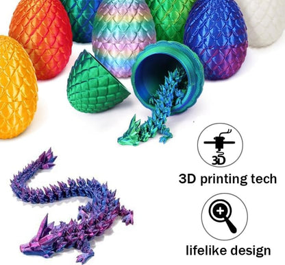Easter Eggs Gifts for Kids, 3D Printed Dragon in Egg Easter Basket Stuffers Easter Toys for Kids