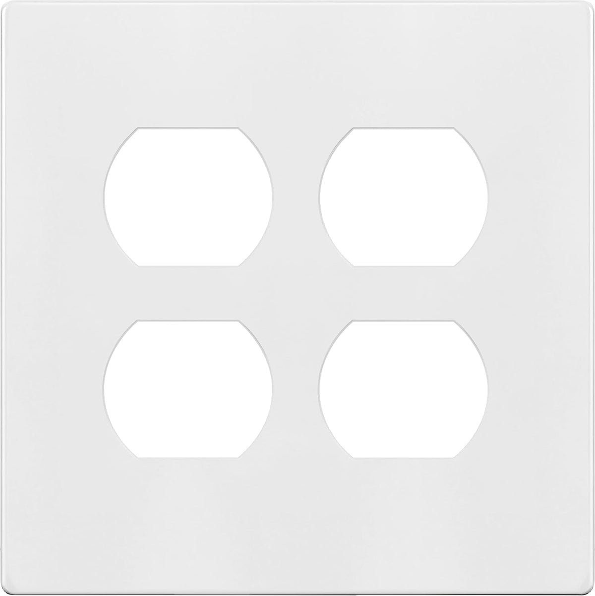 TG Screwless Duplex Wall Plate, Child Safe Double Receptacle Outlet Cover, Standard Size, 2-Gang