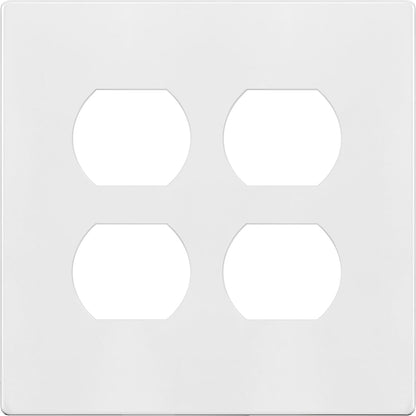 TG Screwless Duplex Wall Plate, Child Safe Double Receptacle Outlet Cover, Standard Size, 2-Gang