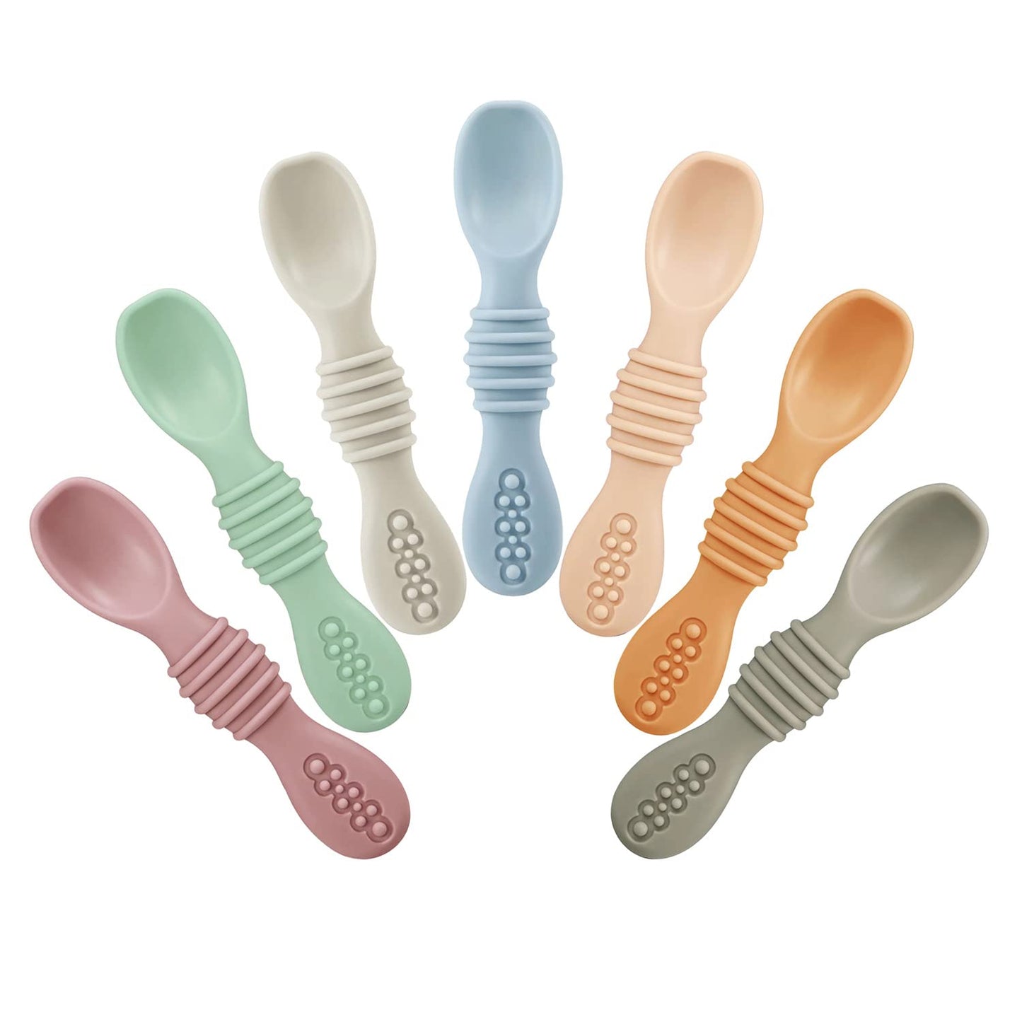 PandaEar 7 Pack Silicone Baby Spoons, Toddler Self Feeding Utensils