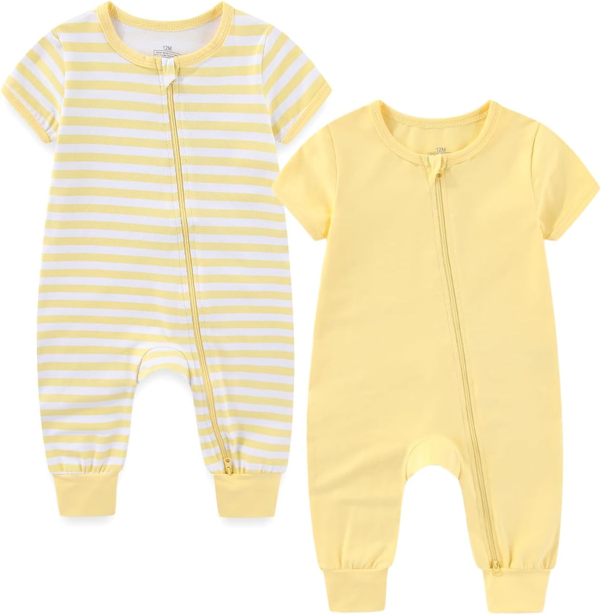 Baby Boy Girl 2 Pack Romper Infant Short Sleeve 2 Way Zipper One Piece Jumpsuits Newborn Clothes