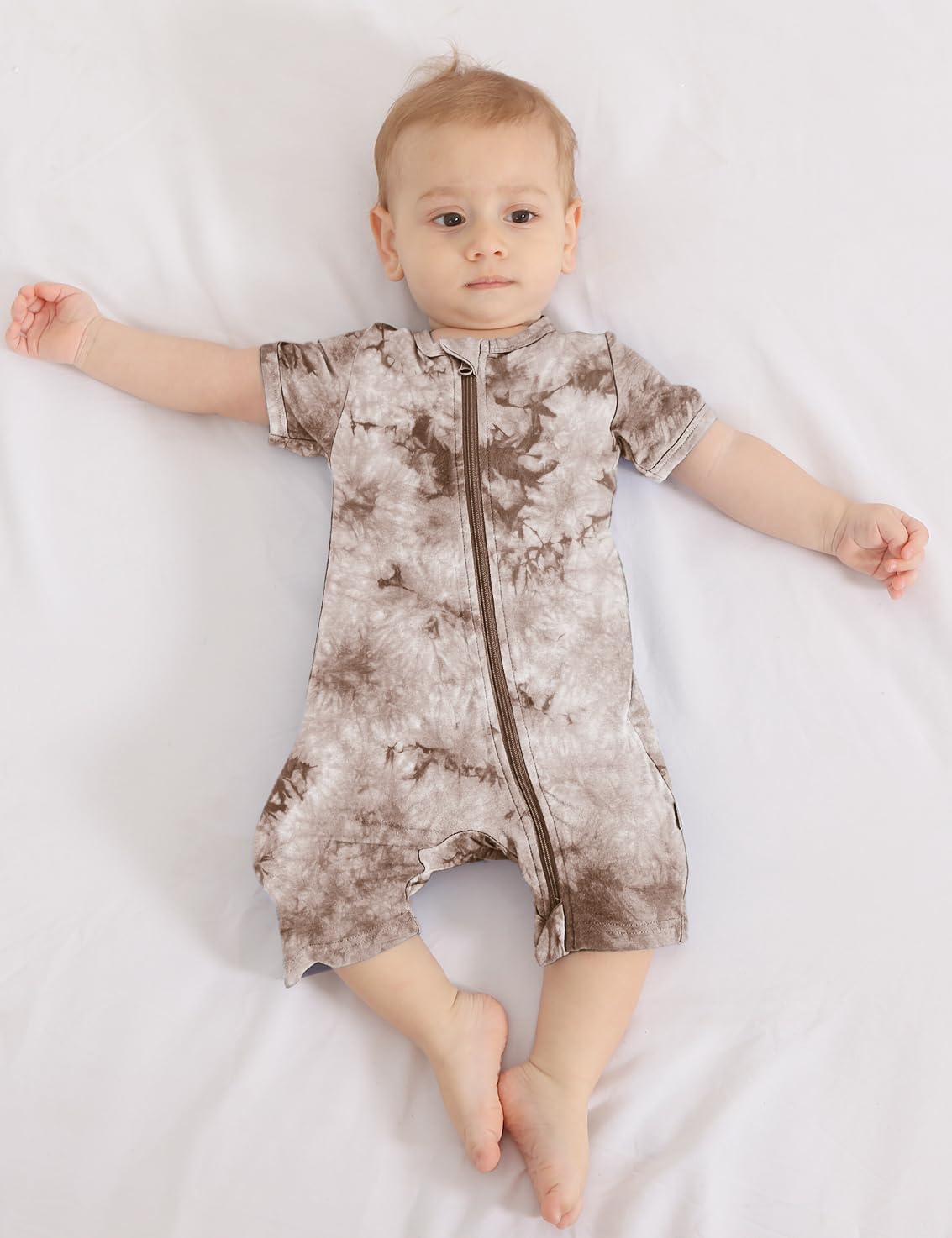 Jimonda Baby Girl Boys Rayon From Bamboo Pajamas 3 Pack Short Sleeve Footless Romper 2 Way Zipper