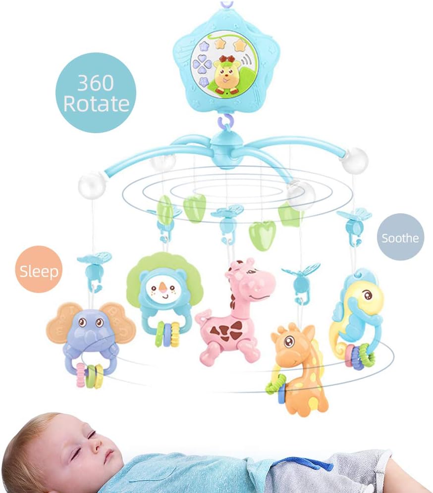 Baby Mobile for Crib with Musicial and Lights, Remote, lamp, Projector for Pack and Play, for Ages