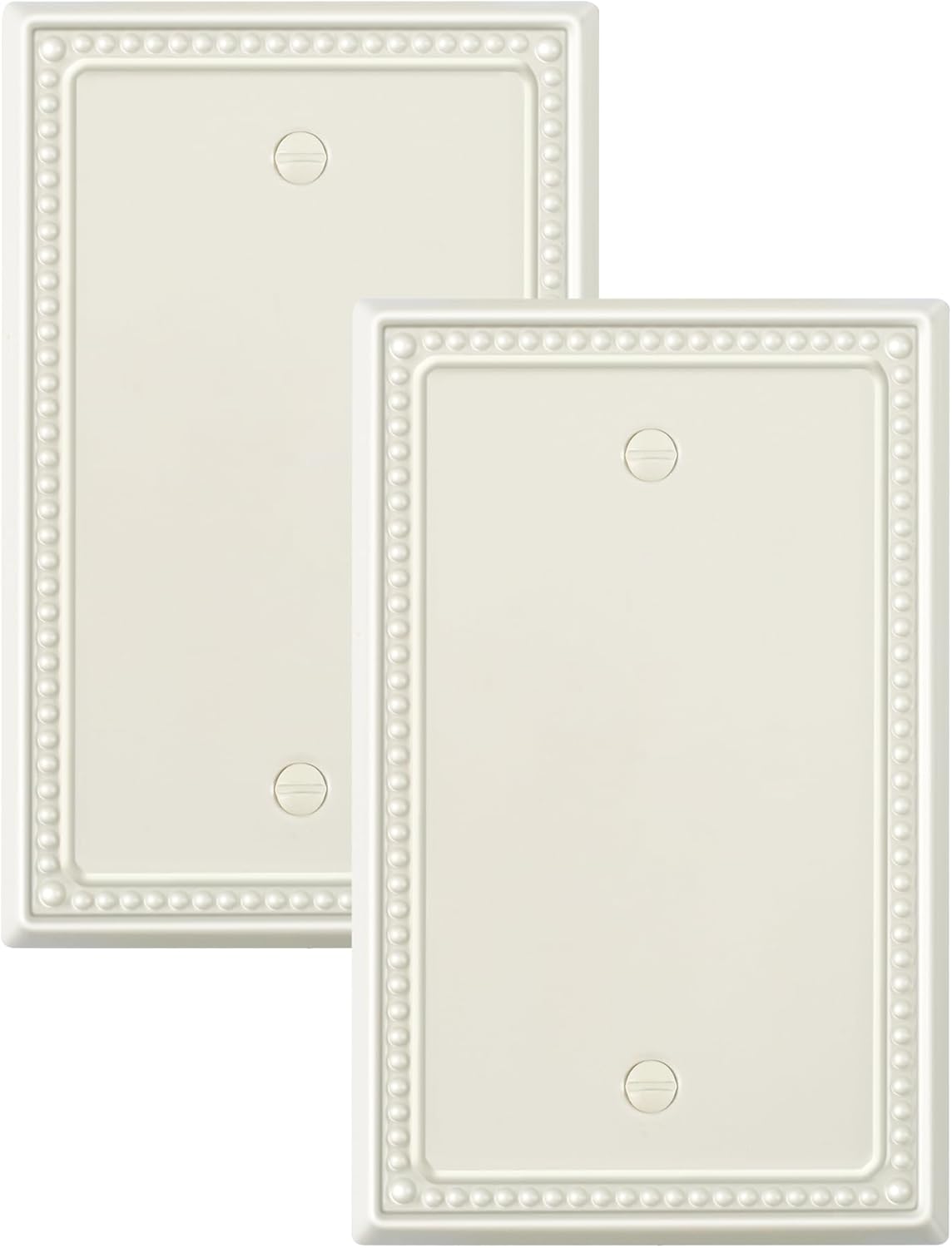 2-Pack Blank Outlet Cover Wall Plate, Metal Switch Plates Outlet Covers, Light Almond Pearls Beaded