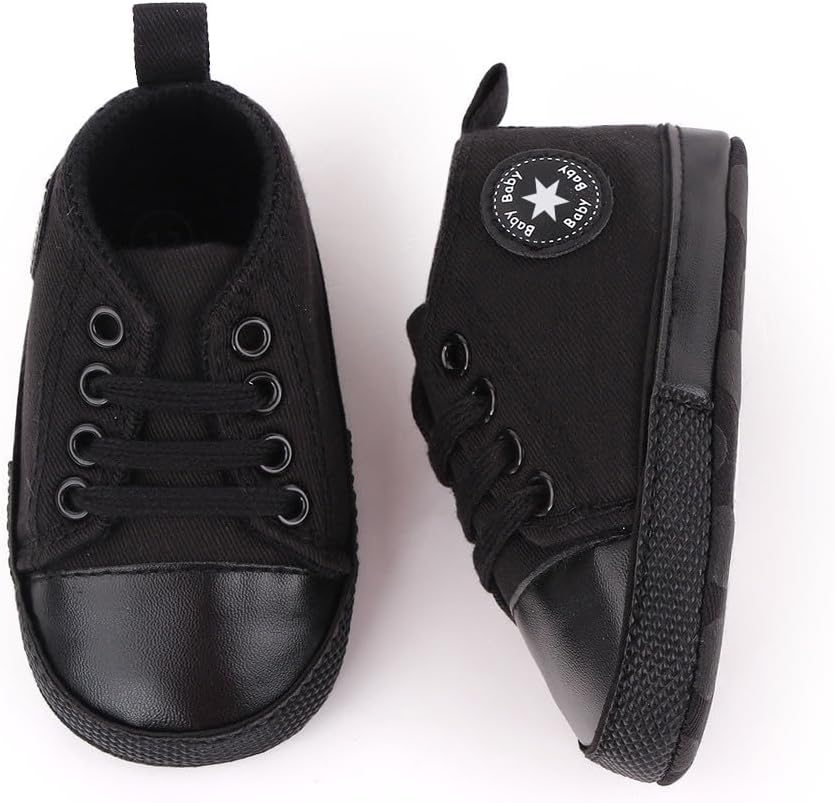 Unisex Baby Girls Boys Canvas High-top Shoes, Newborn Infant Anti-Slip Soft Sole Frist Walking