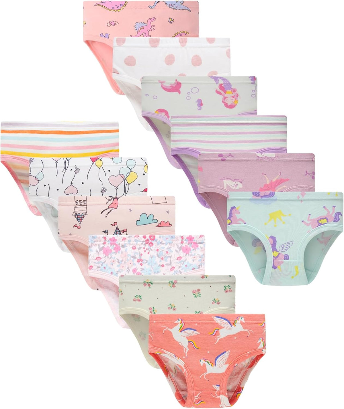 Finihen Girls Cotton Underwear Toddler Girls Panties Kids Briefs Multipacks.