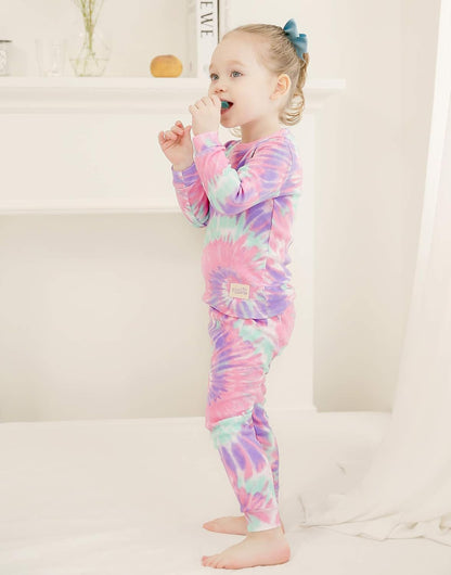 VAENAIT BABY 12M-12Y Toddler Kids Boys Girls 100% Cotton Marbling Tiedye Sung Fit Sleepwear Pajamas
