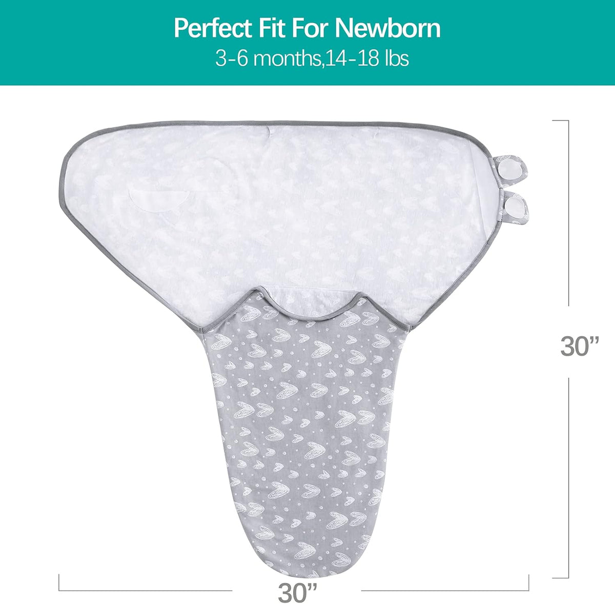 Biloban Baby Swaddle for Boys Girls, 3-6 Months, Cotton Blanket, Newborn Essentials, Lovely Grey