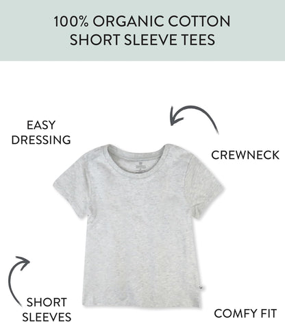 HonestBaby 10-Pack Short Sleeve T-shirts 100% Organic Cotton Baby, Toddler, Little Kids, Boys