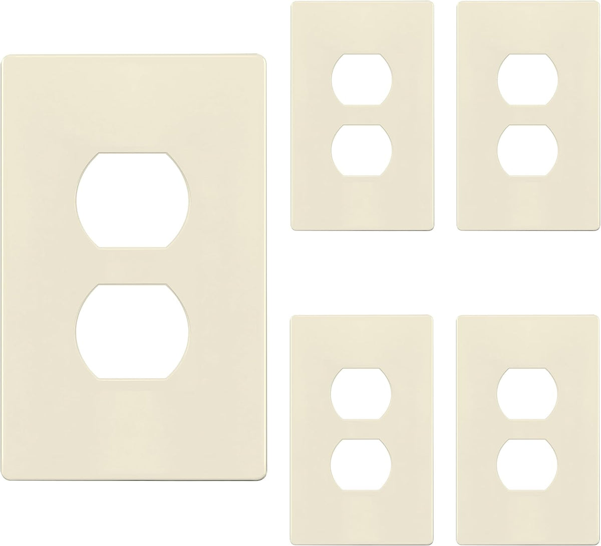 TG Mid-Size Screwless Duplex Wall Plate, Child Safe Receptacle Outlet Cover, Medium Size 1-Gang