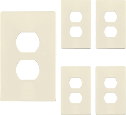 TG Mid-Size Screwless Duplex Wall Plate, Child Safe Receptacle Outlet Cover, Medium Size 1-Gang