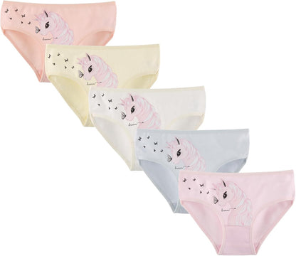Donella Girls' Soft Cotton Underwear - Kids Bikini Brief Panties for Girls and Toddlers 5-Pack
