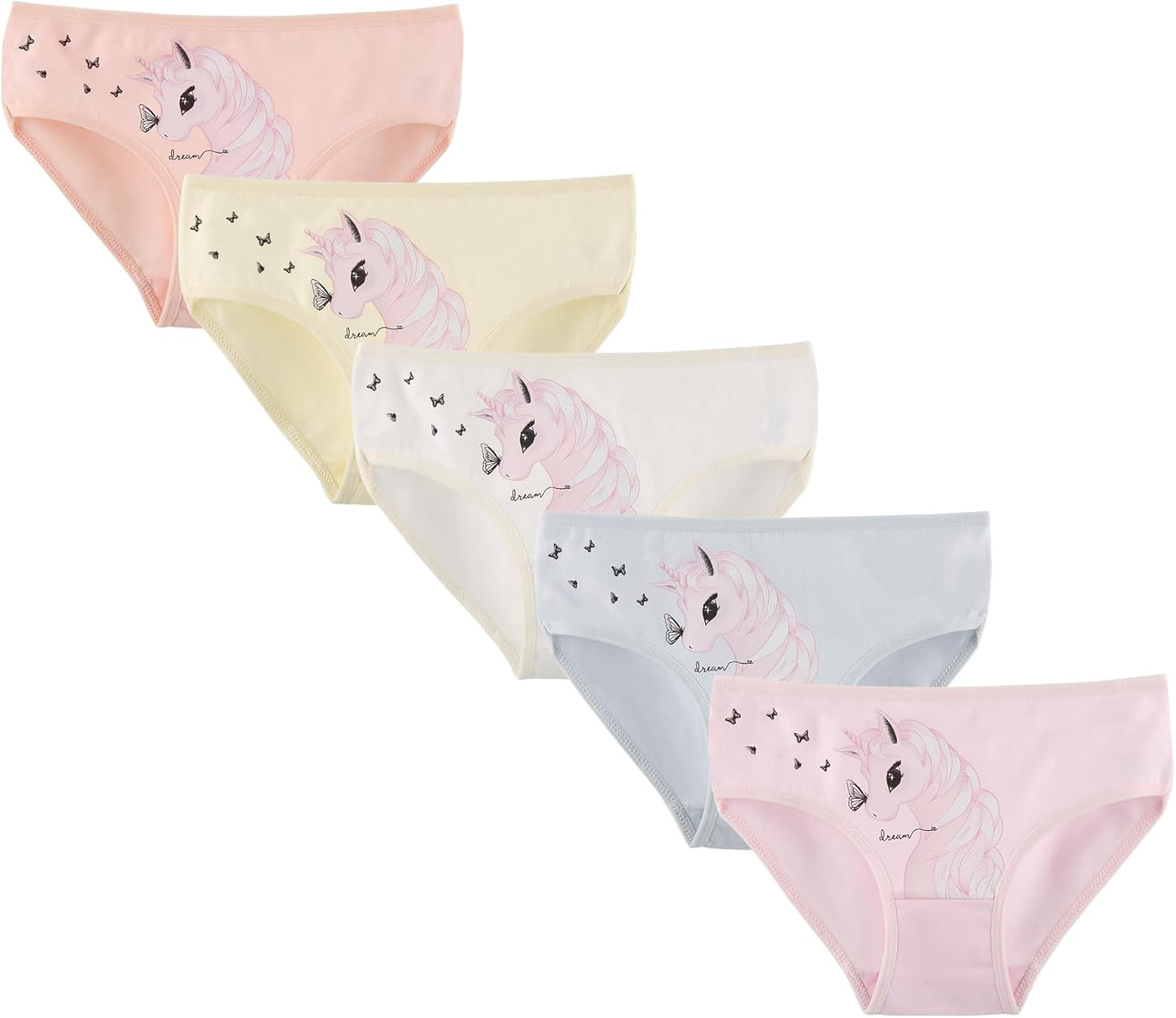 Donella Girls' Soft Cotton Underwear - Kids Bikini Brief Panties for Girls and Toddlers 5-Pack