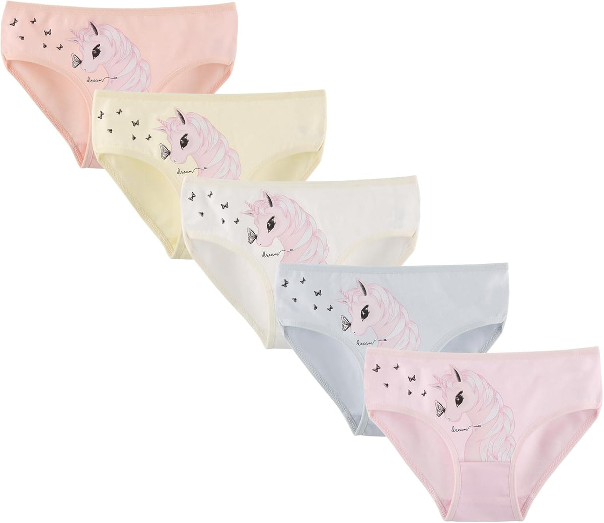 Donella Girls' Soft Cotton Underwear - Kids Bikini Brief Panties for Girls and Toddlers 5-Pack