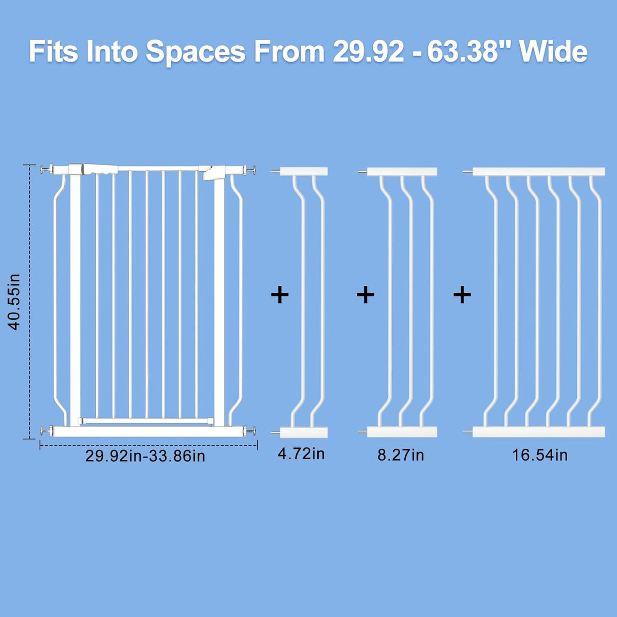 WAOWAO Extra Tall 40.55" Baby Gate 29.92-63.38" Wide Pressure Mounted Walk Through Swing Auto Close