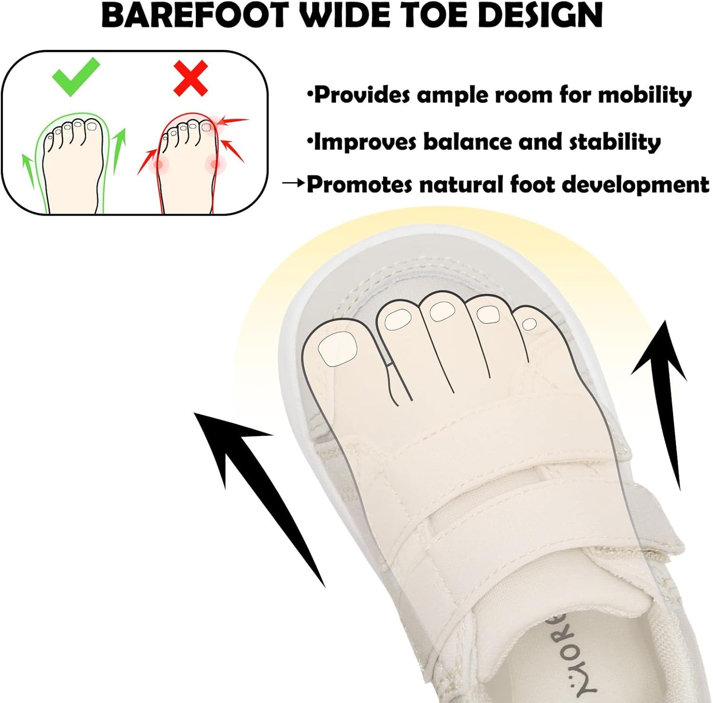 MORENDL Wide Toe Box Shoes Toddler Barefoot Shoes Baby Walking Shoe Boy Girl Non-Slip Zero Drop