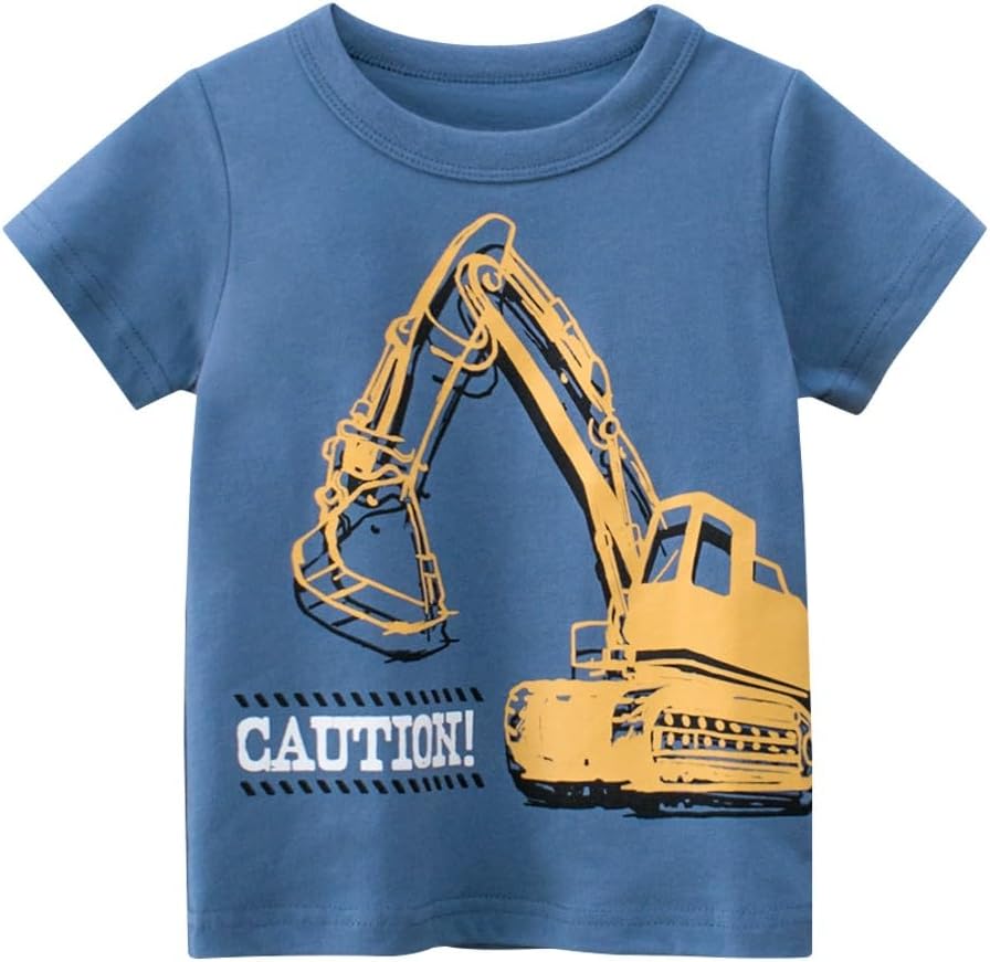 Boys' 4-Pack Excavator Short Sleeve Crewneck T-Shirts Top Tee Size 2-7 Years Toddler Boys' Value