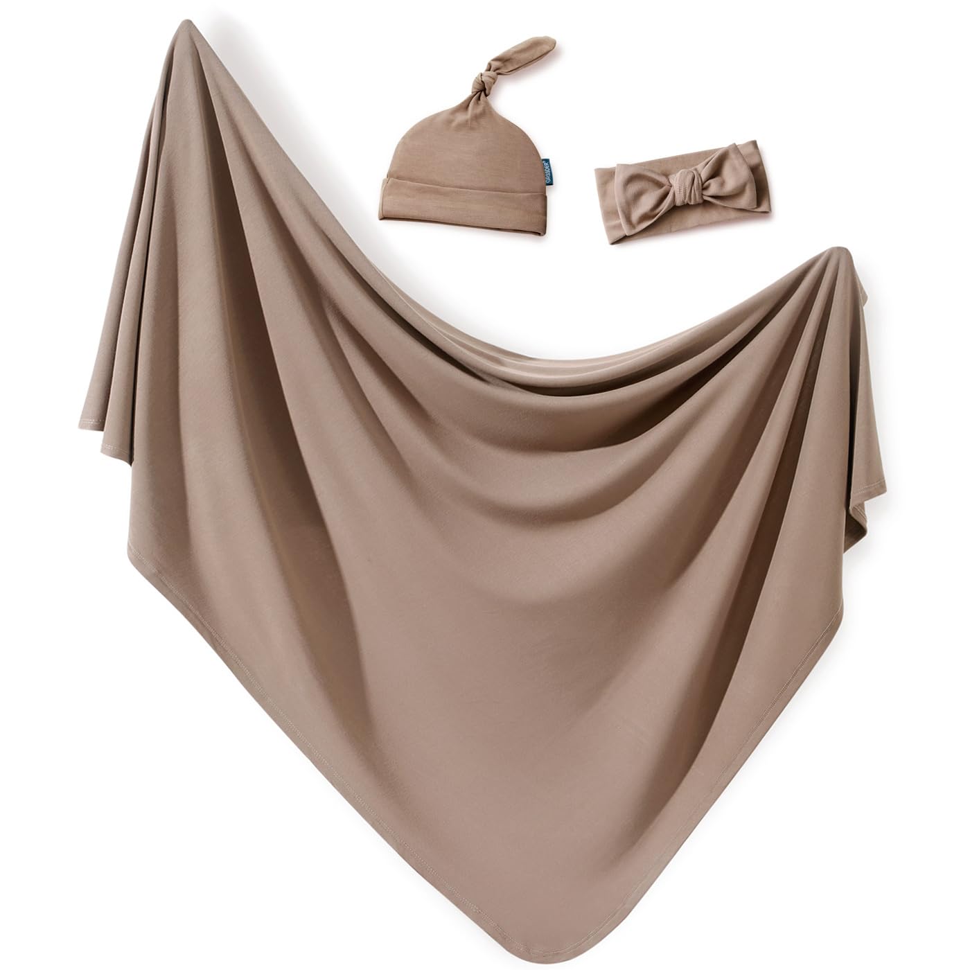 GRSSDER Newborn Swaddle Blanket, Ultra Soft Jersey Receiving Blanket with Matching Headband and