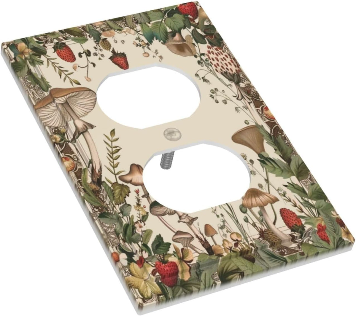Decorative Outlet Covers Rustic Mushroom Garden Red Strawberry 1 Gang Duplex Light Switch Cover