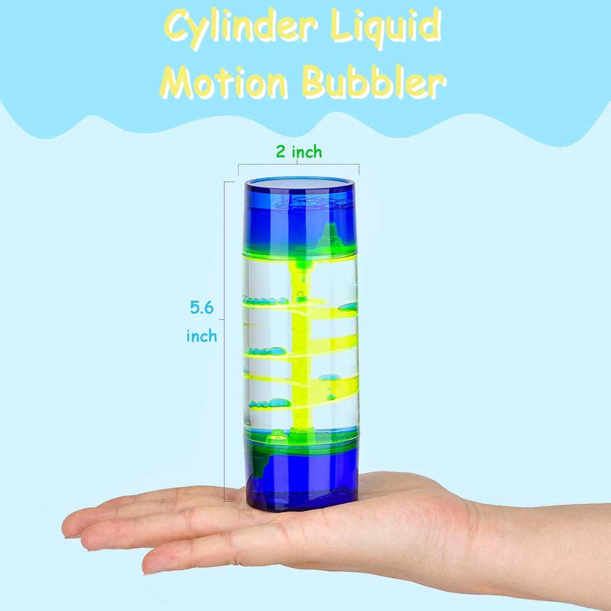 Liquid Motion Bubbler,1 Pack Cylinder Liquid Timer for Sensory Play,Calming Relaxing Fidget Water