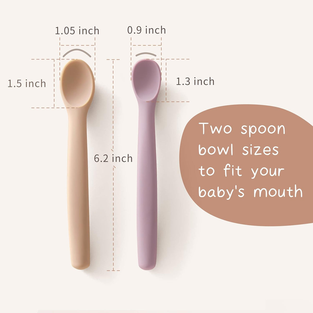 Moonkie Silicone Baby Spoons Set of 4, Two Sizes Feeding Spoon for First Stage 4+ Months, Baby