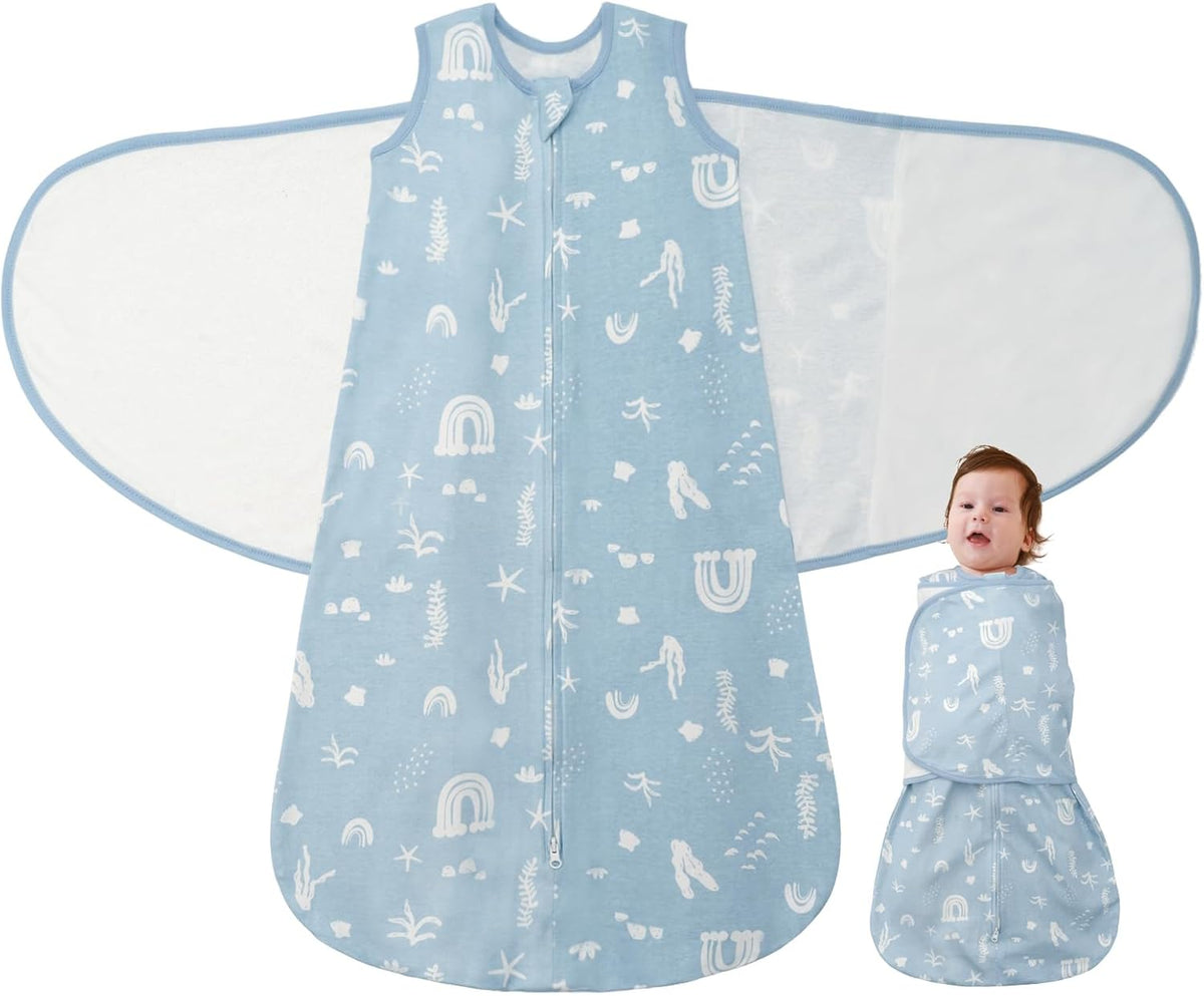 Baby Swaddle Sleep Sack 1.0 Tog 3-in-1 Cotton Baby Swaddle Blanket Wrap for Newborns 0-6 Months