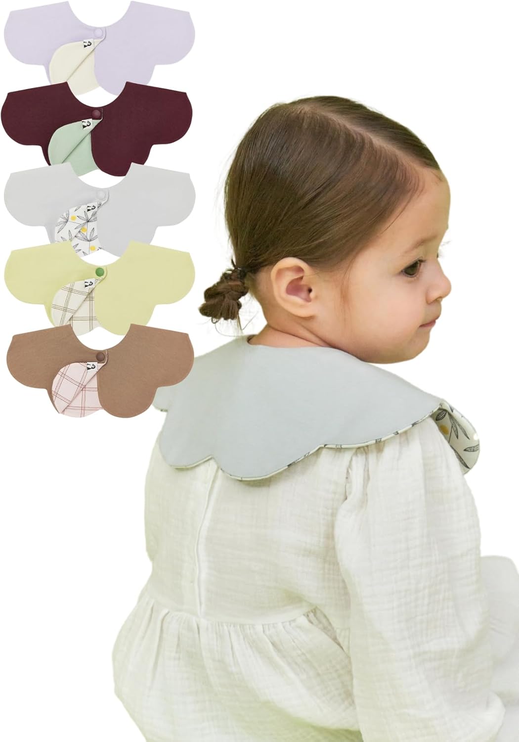 Konny Baby Bibs 5-Pack, 360 ° Rotate, Soft and Absorbent Bandana Drooling for Boys Girls baby