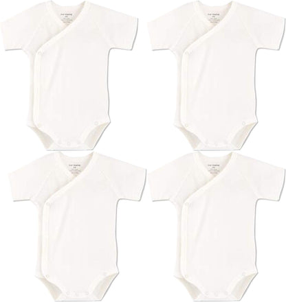 Baby Boys Girls Short Sleeves Kimono Clothes Cotton Baby Side-Snap Bodysuit Pack of Baby Layette Set
