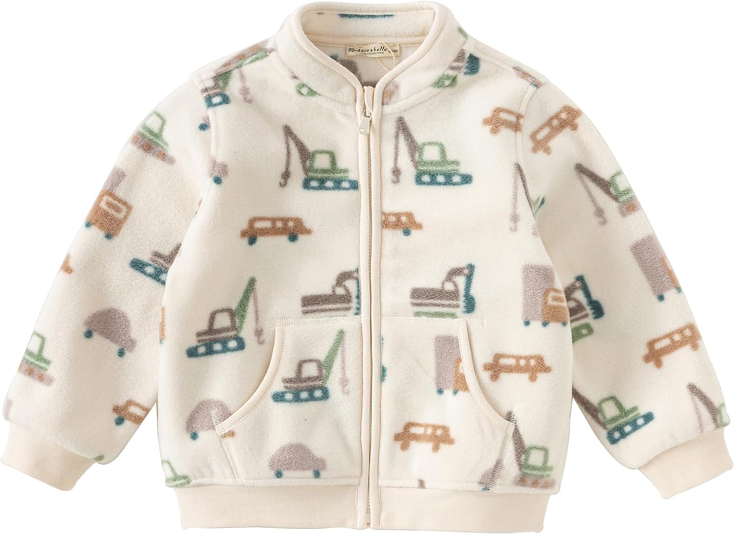 DAVE & BELLA Kids Printed Polar Fleece Jacket Toddler Baby Boys Girls Zip Up Long Sleeve Spring