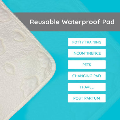 PUREgrace Tencel Waterproof Bed Pad - (36” x 24”) Washable and Reusable for Incontinence and Potty