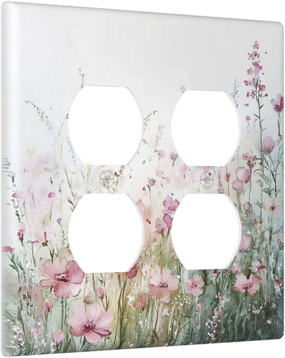 Outlet Covers Wildflower Botanical Watercolor Floral 2 Gang Double Duplex Decorative Light Switch