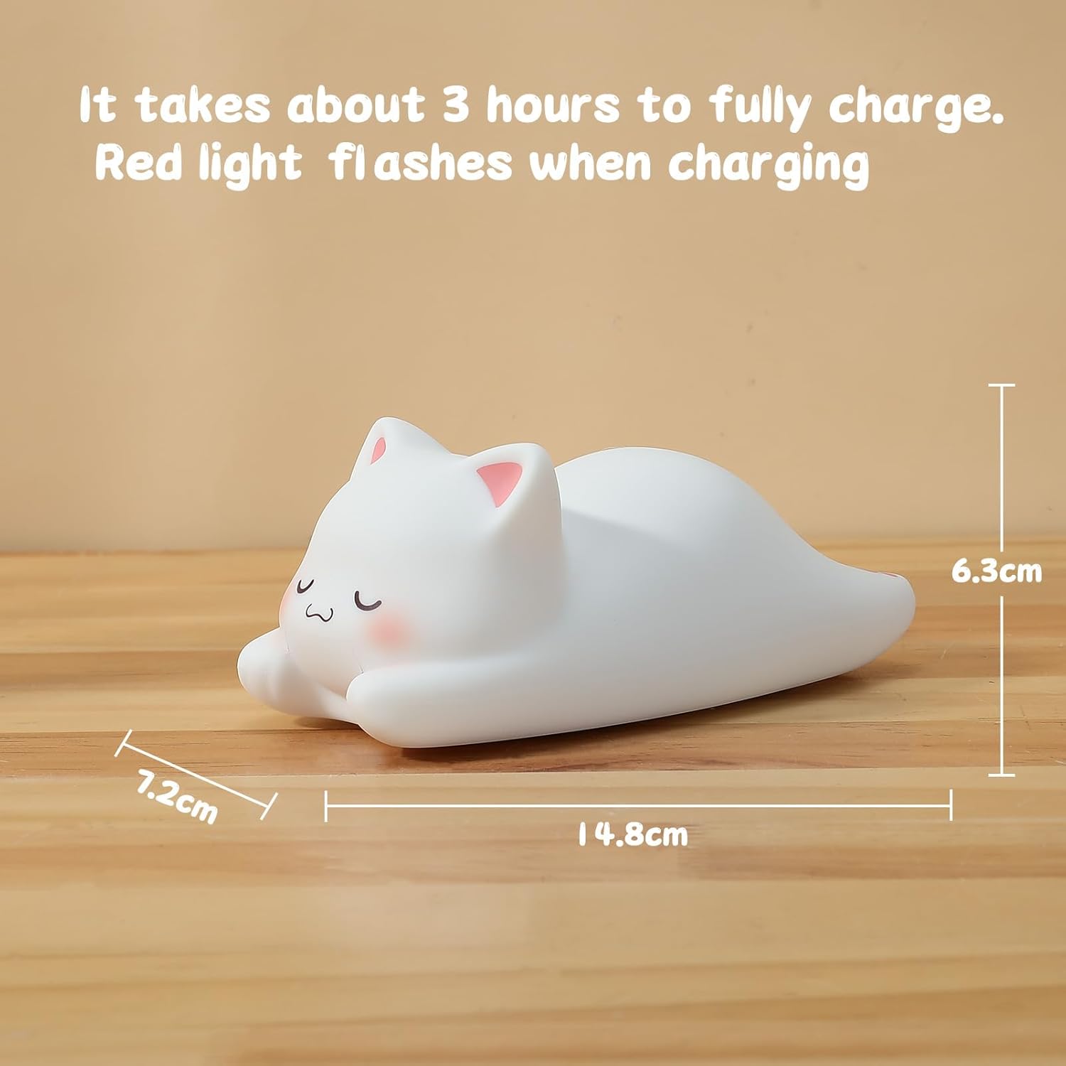 LOVERUIS Cute Night Light for Kids Cat Night-Light Baby Girl Squishy NightLight 1/3 Hour Timer