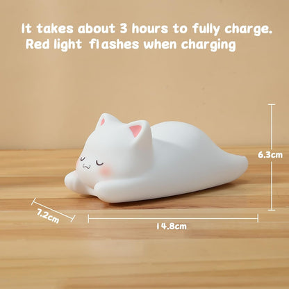 LOVERUIS Cute Night Light for Kids Cat Night-Light Baby Girl Squishy NightLight 1/3 Hour Timer