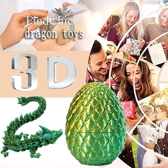 4PCS 3D Printed Dragon Eggs with Dragon Inside Articulated Crystal Dragon Mystery Dragon Egg Fidget