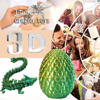 4PCS 3D Printed Dragon Eggs with Dragon Inside Articulated Crystal Dragon Mystery Dragon Egg Fidget