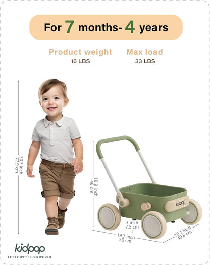 PULA Baby Push Walker with Wheels Toddler Wagon for First Learner Baby Toys 6-12 Months, 1 Year Old