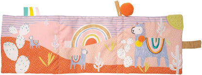 Manhattan Toy Llama Themed Soft Baby Activity Book with Squeaker, Crinkle Paper and Baby-safe