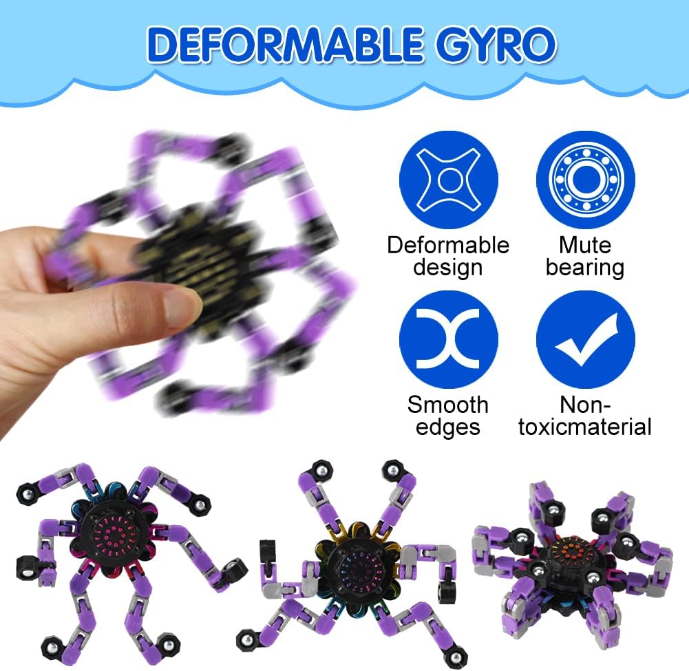16 Pack Fidget Spinners Deformable Stress Relief Sensory Toy Robot Spinner DIY Mechanical Spiral