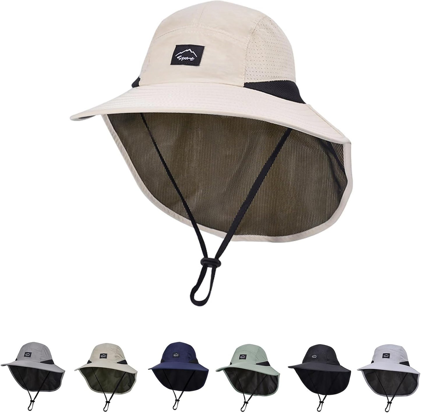 Outdoor Kids Sun Hat with Neck Flap UPF 50+ Quick Dry Beach Hats for Baby Boys Girls Age 2-12 Years