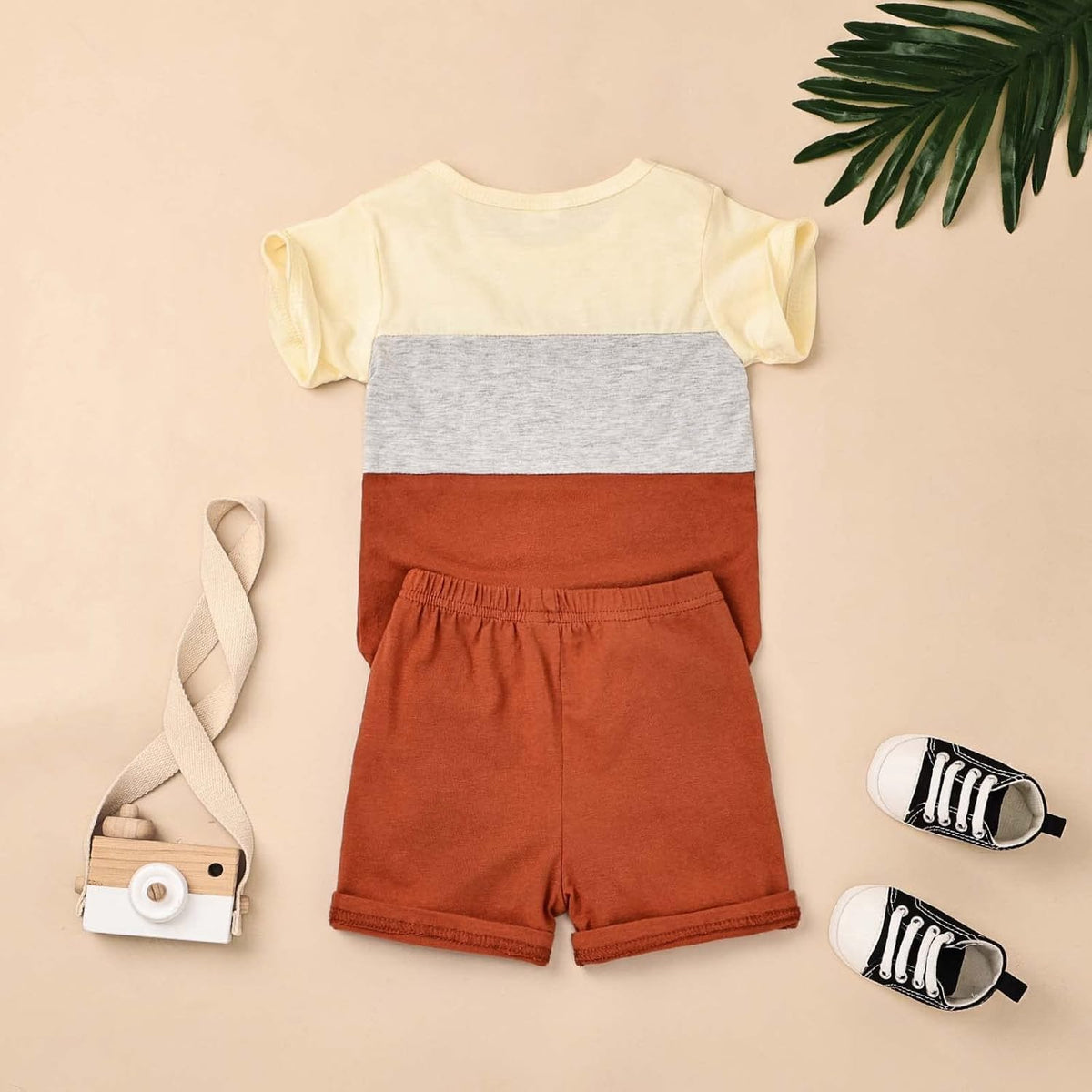 Baby Boy Clothes Toddler Boy Summer Outfits Short Sleeve Patchwork Top T-shirt & Pocket Pant Set 2