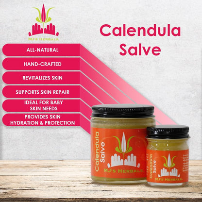 MJ's Herbals Calendula Salve - Skin Soothing Balm, Eczema Cream, Diaper Rash, Scars, Bug Bites