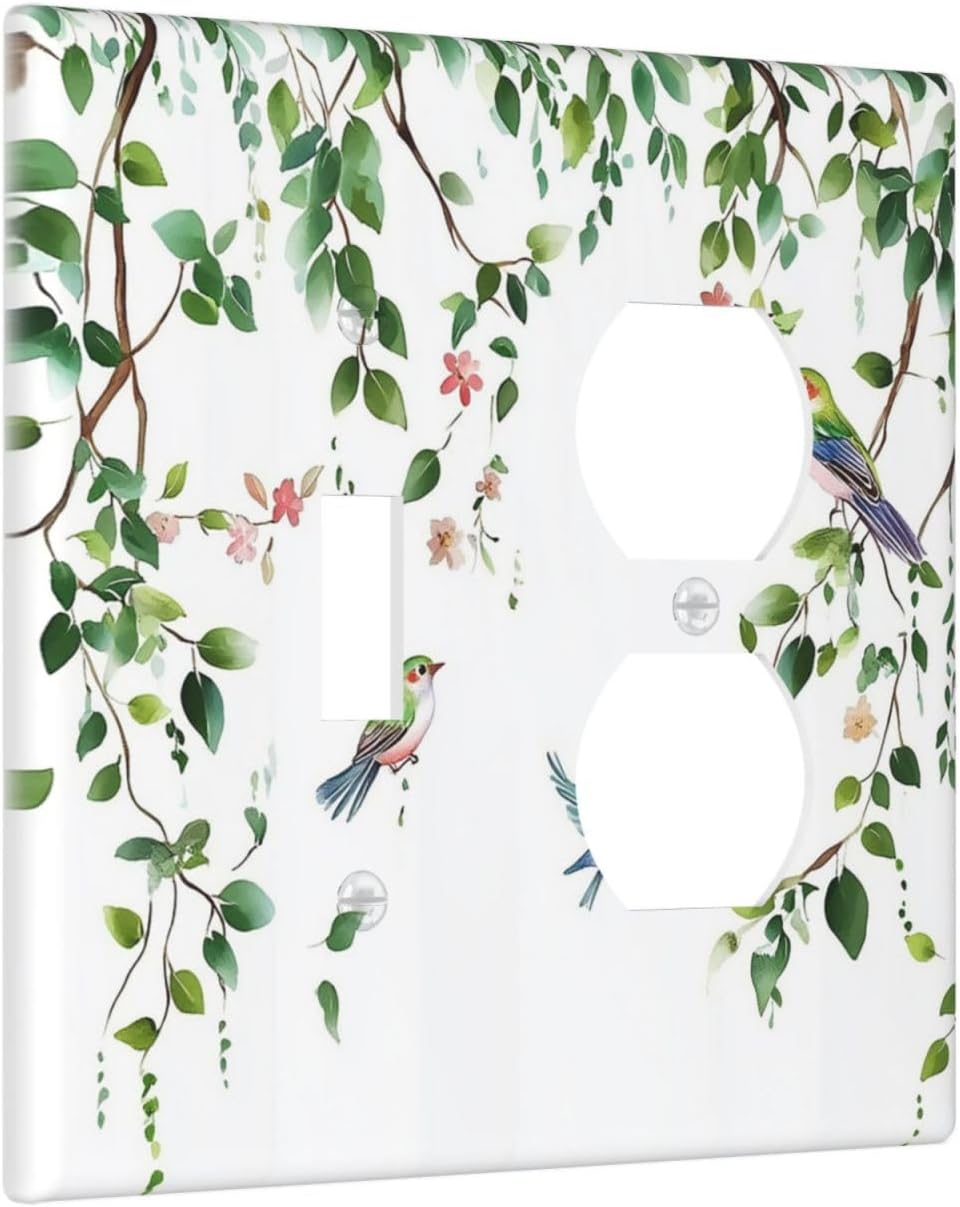 Wallplates Green Leaves Bird Eucalyptus Sage Plant 1 Toggle 1 Duplex Switch Plate Electrical Gfci