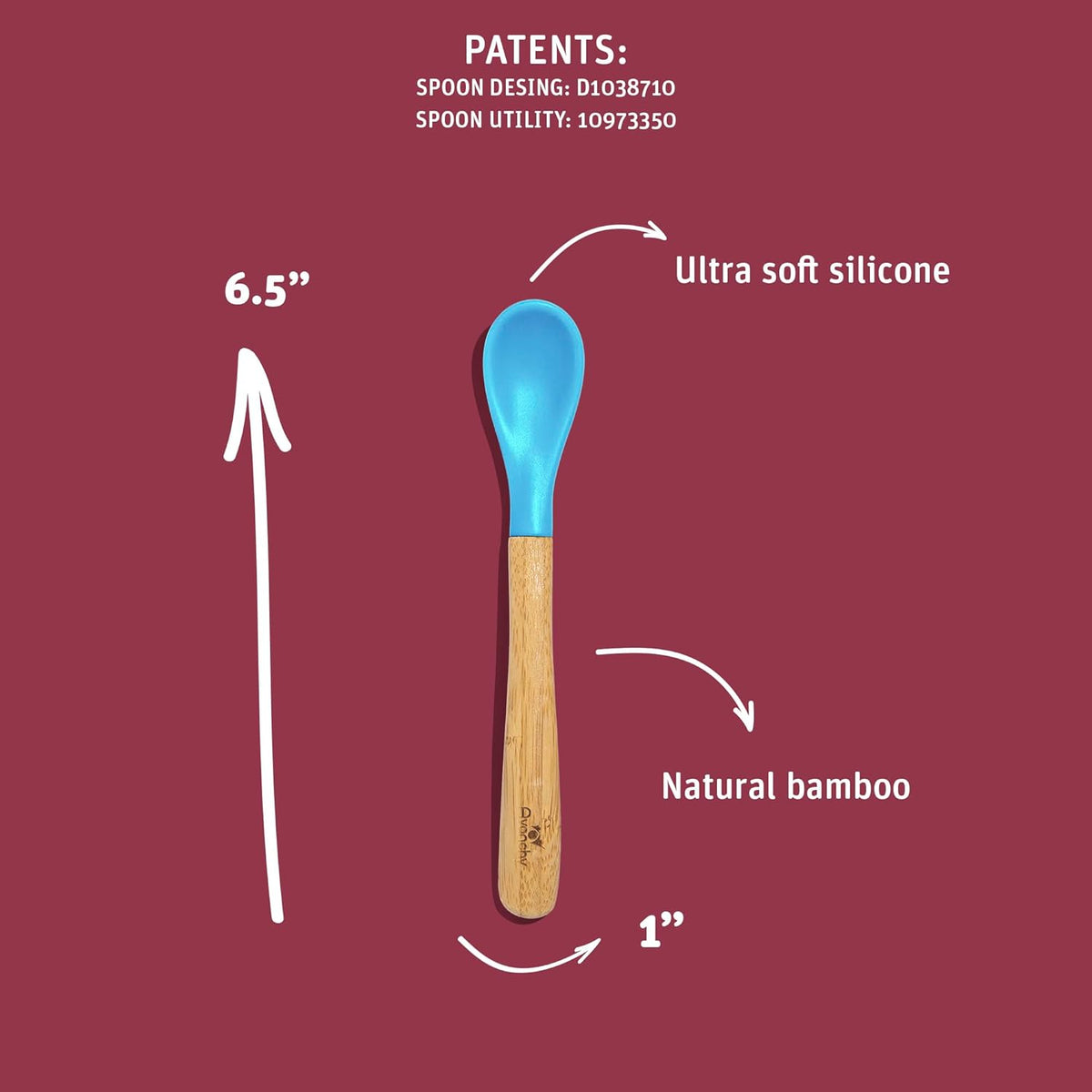 Avanchy Bamboo & Silicone Infant Training Spoons, BPA Free - Soft Tip, Easy on Gums, First Stage